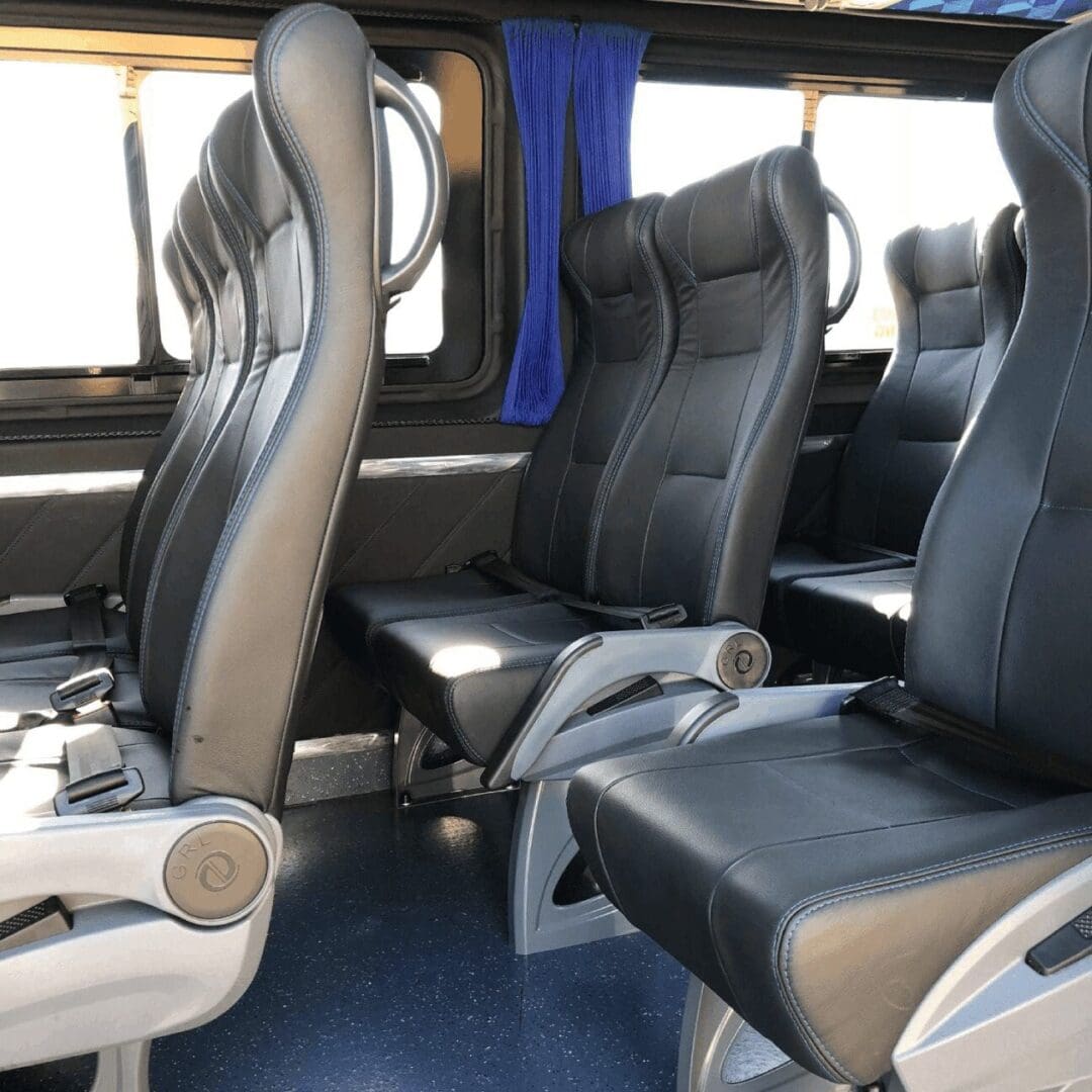 Refined interior of a Mercedesâ€‘Benz Sprinter luxury coach, showcasing spacious seating, elegant finishes, and premium comfort for private tours, executive charters, and multiâ€‘day journeys from Johannesburg.