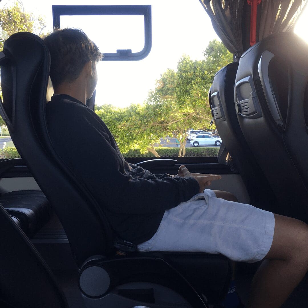 Luxury Touring Coach in Johannesburg with Passenger Relaxing