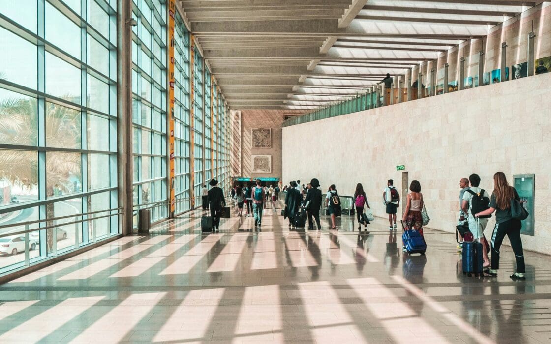 Travelers at International Airport Terminal